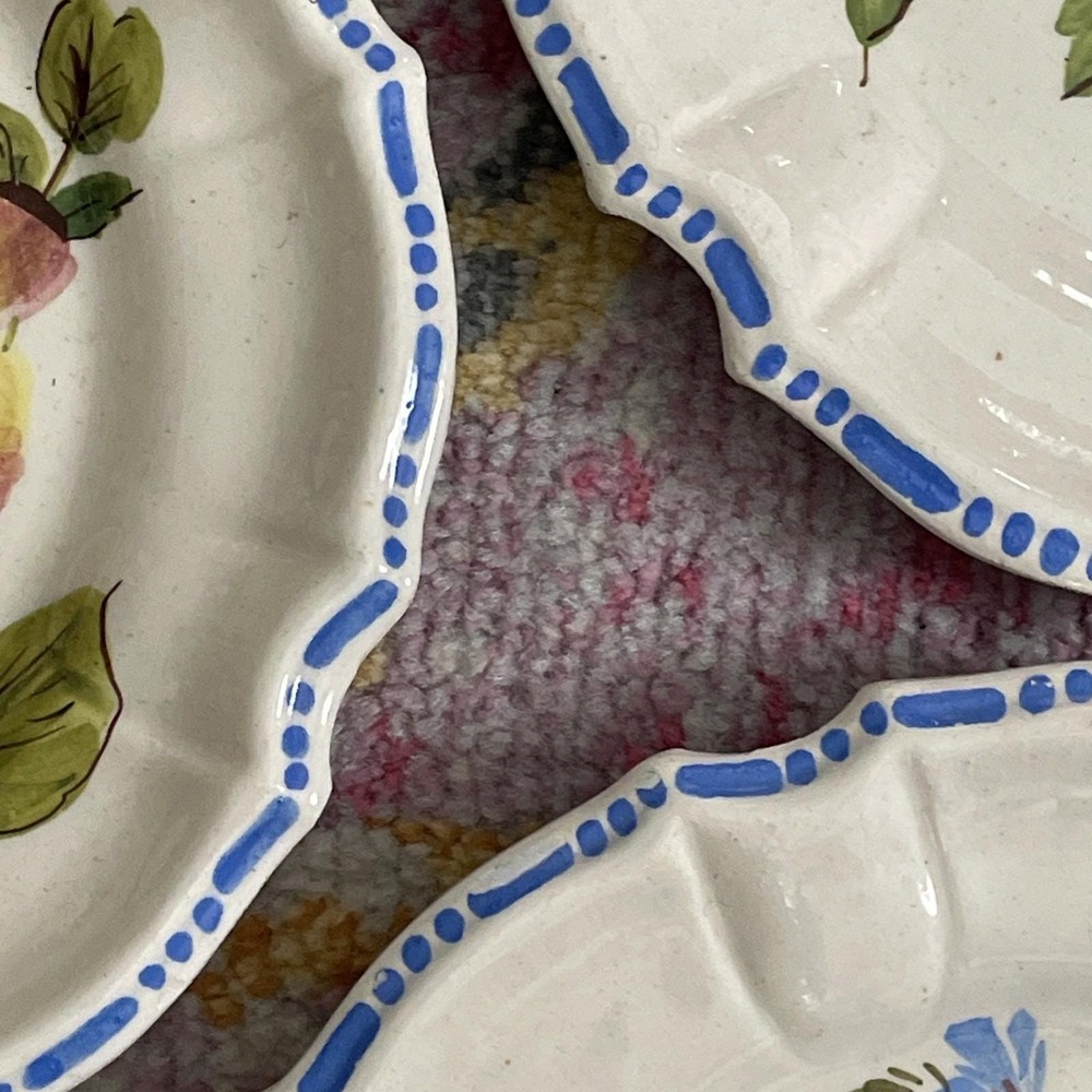 Set Of 10 Vintage Plates Italy Flowers Cottagecore Pottery Majolica Nove Rose - Picture 14 of 16